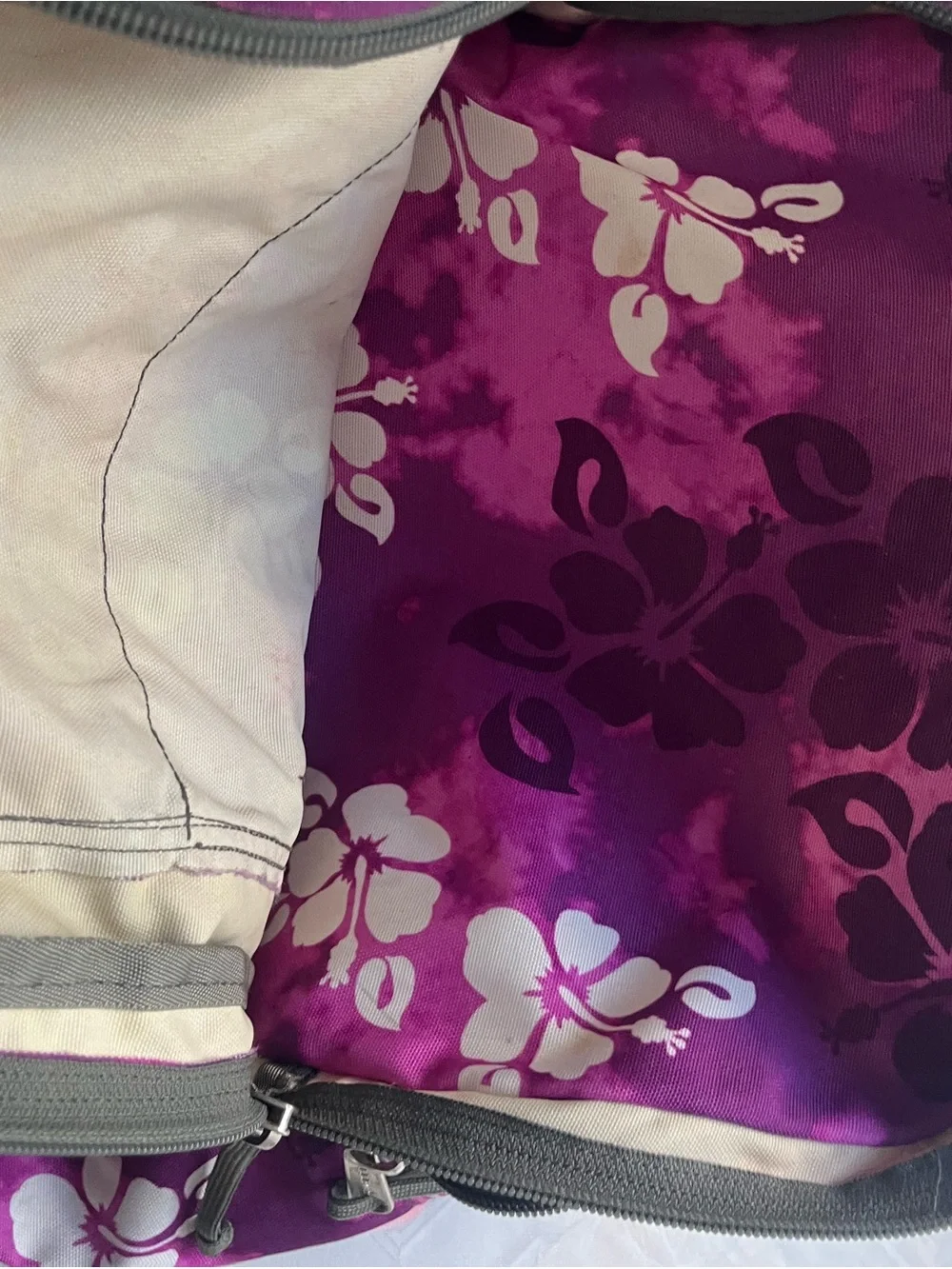 L.L. Bean Purple Floral Daypack Backpack